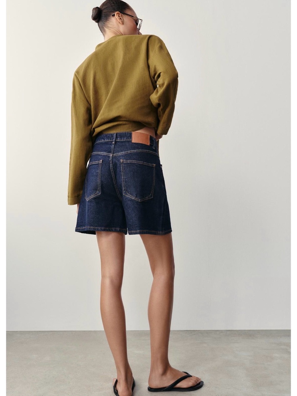 Zara Dark Indigo High-Rise Denim Shorts
